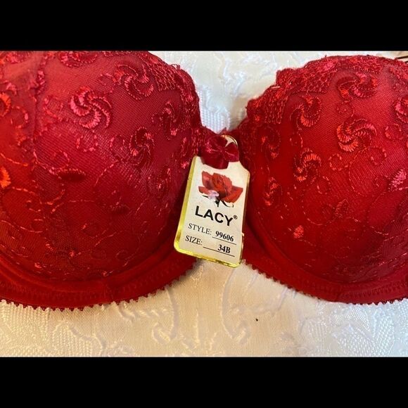 🥀Lacy full cup lace push up Bra Size 34:B - Picture 2 of 9